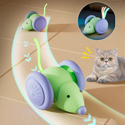 Interactive Cat Toy Electric Mouse Car Automatic Teaser kitten Pet Toys Rechargeable Intelligent Obstacle Avoidance Cat Car Toy